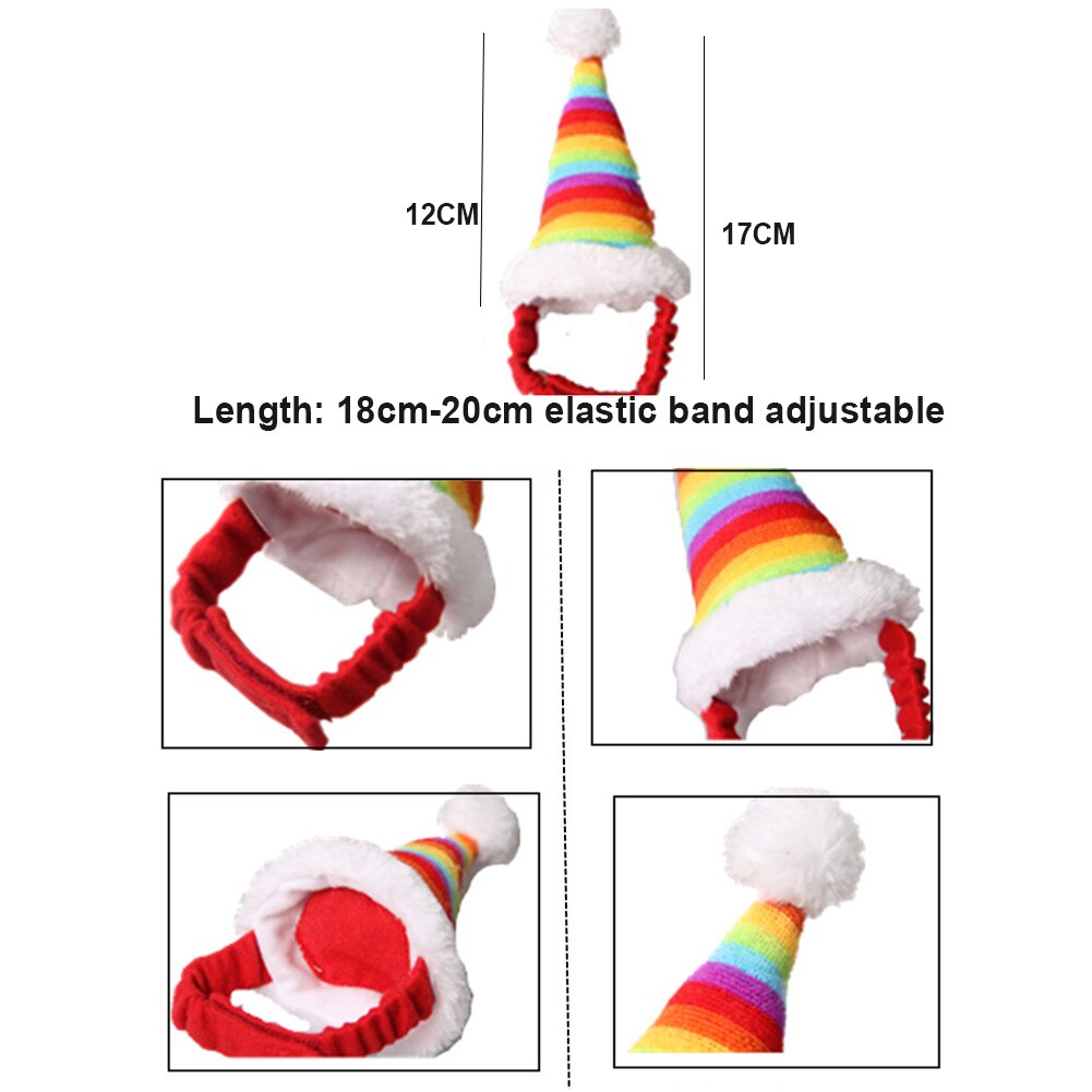 Pet Kat Hond Puppy Dier Kerst Hoed Santa Hoed Pet Konijn Rat Kitten Regenboog Cap Met Elastische Band Kerst Hoed accessoires