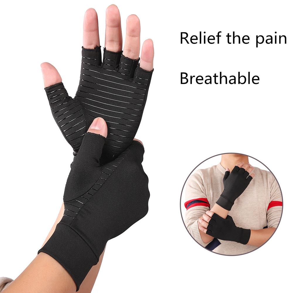 Fibroarthritis Druk Handschoenen Gezondheidszorg Half Vinger Handschoenen Katoen Fiber Accessoires Fysiotherapie Therapie 3 Size Zwart