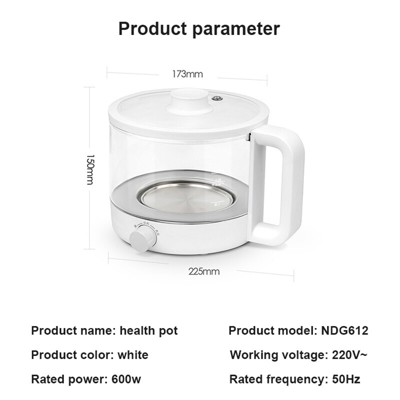 Marmite électrique en verre, 600W, multicuiseur, mijoteuse, ragoût, bouillie, soupe, préservation de la santé, appareil de cuisson, 1,2 l