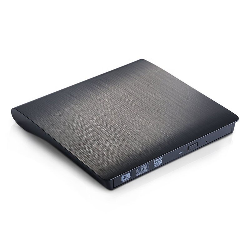 Yiyayo usb 2.0 dvd rw-brænderforfatter ekstern cd-drev optisk drevlæser portatil cd-rom-afspiller til hp laptop macbook imac: Sort