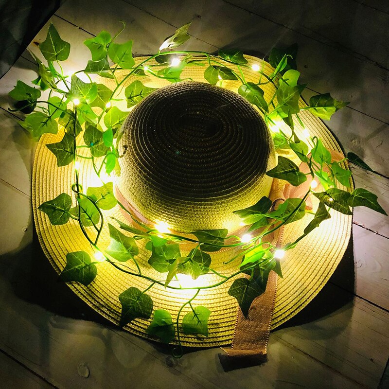 2m 20 led fairy lights snöre murgröna löv för halloween julträd trädgård gård hem uteplats bröllopsfest sovrum dekoration