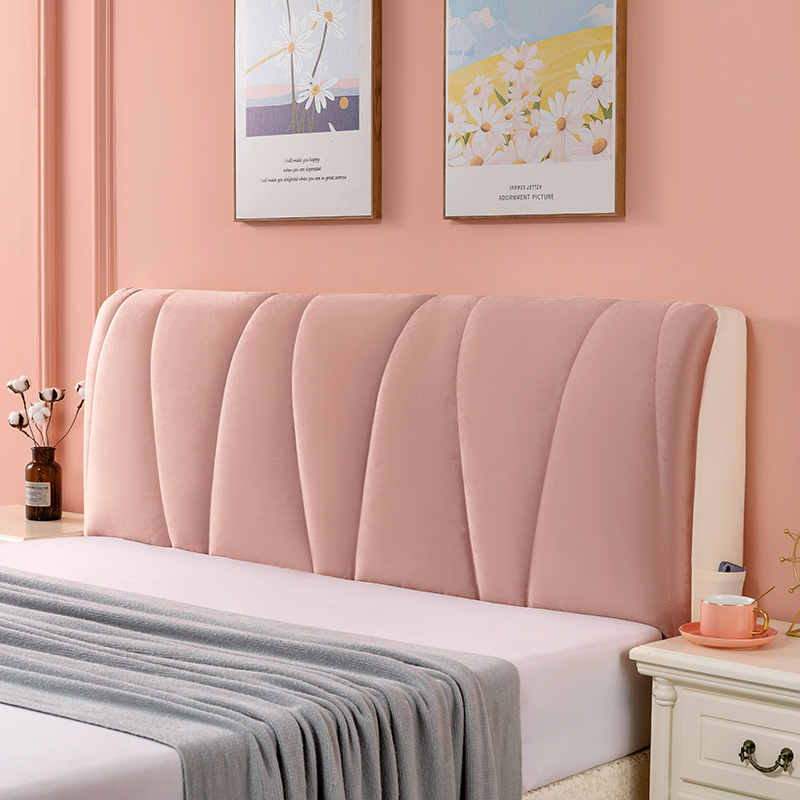 Tykkere fløyels plysj vattert hodegavltrekk mykt hudvennlig elastisk sengegavltrekk støvtett hodegavlbeskyttelse