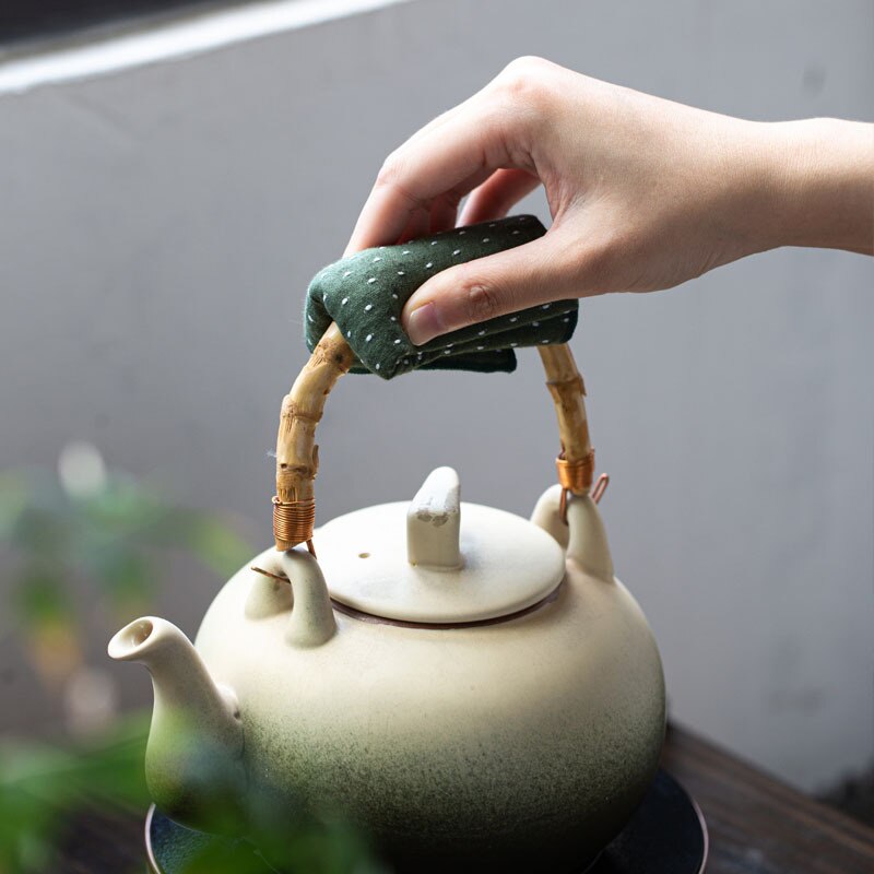 Chinese Red Cotton Dishcloth Table Napkins Green Tea Ceremony Dot Serving Yellow Tea Towel Accessories Brown Napkin For Plate