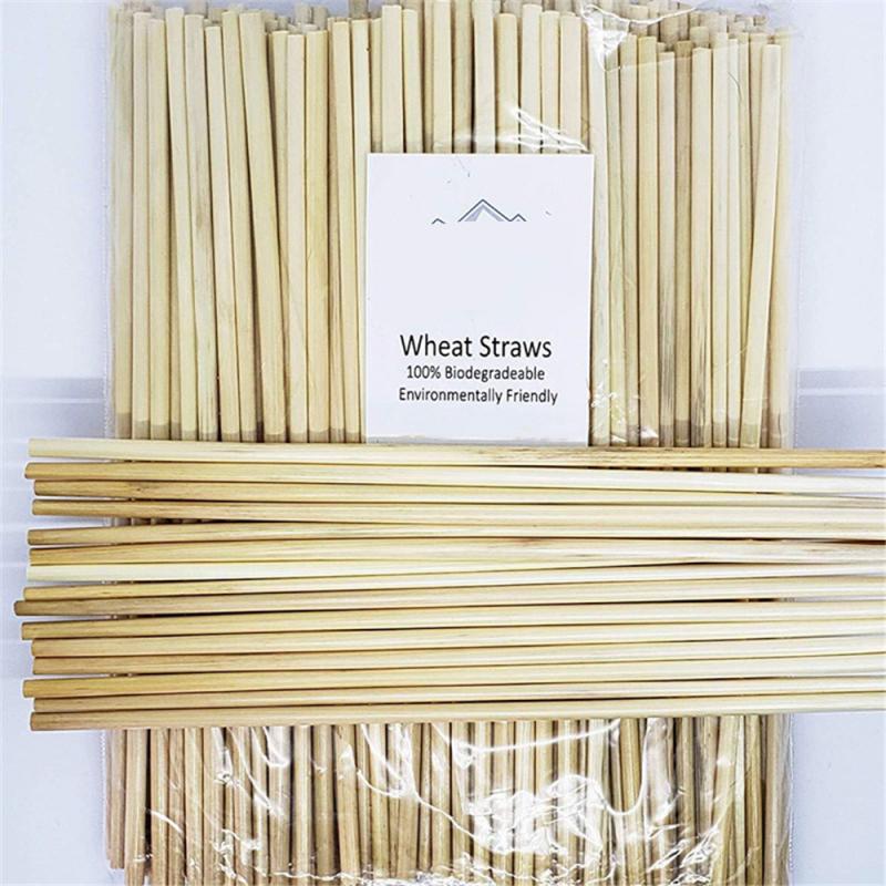 Barra de paja de trigo Natural Degradable, 100 unidades por paquete, 20 Cm, barra de paja orgánica, accesorios de cocina, pajitas portátiles para Navidad