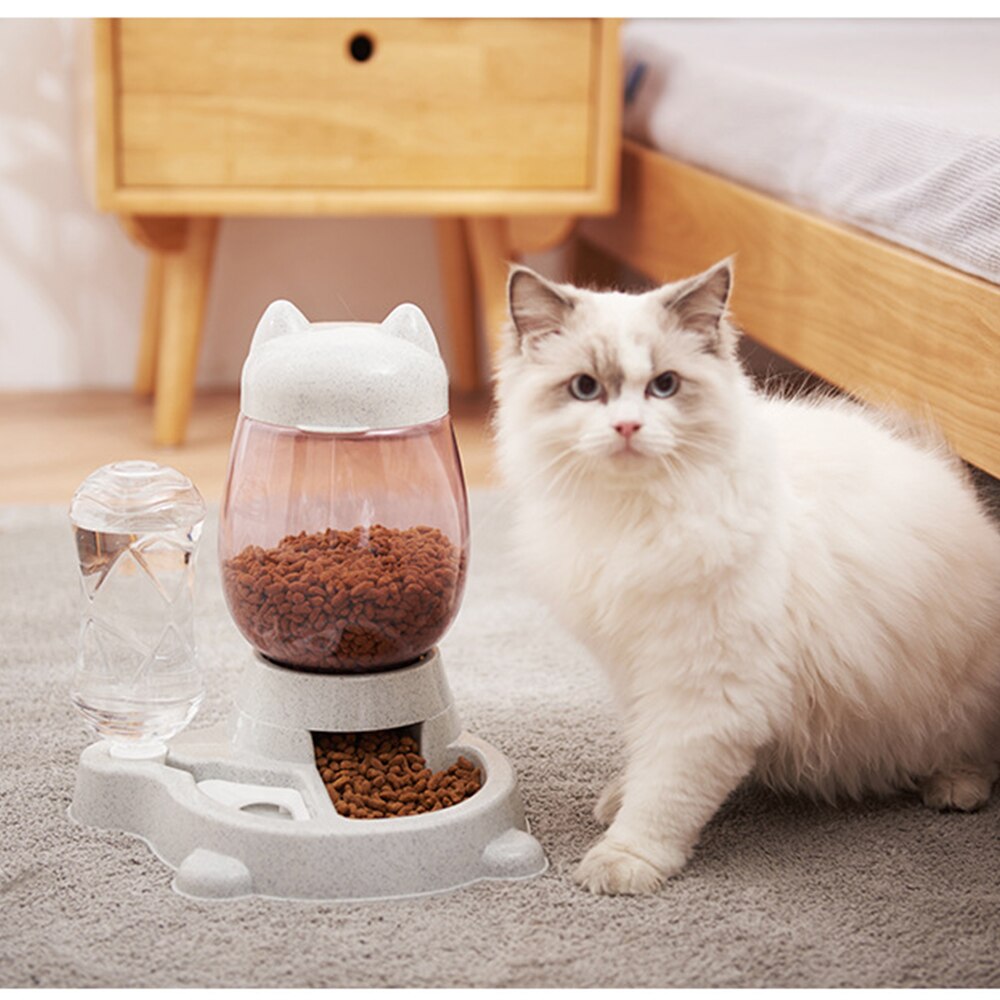 2.2l automatische voerbakken voor honden en katten, voerbak voor katten met drinkfontein, voerbak voor kittens, voerbak voor langzaam eten, huisdierbenodigdheden