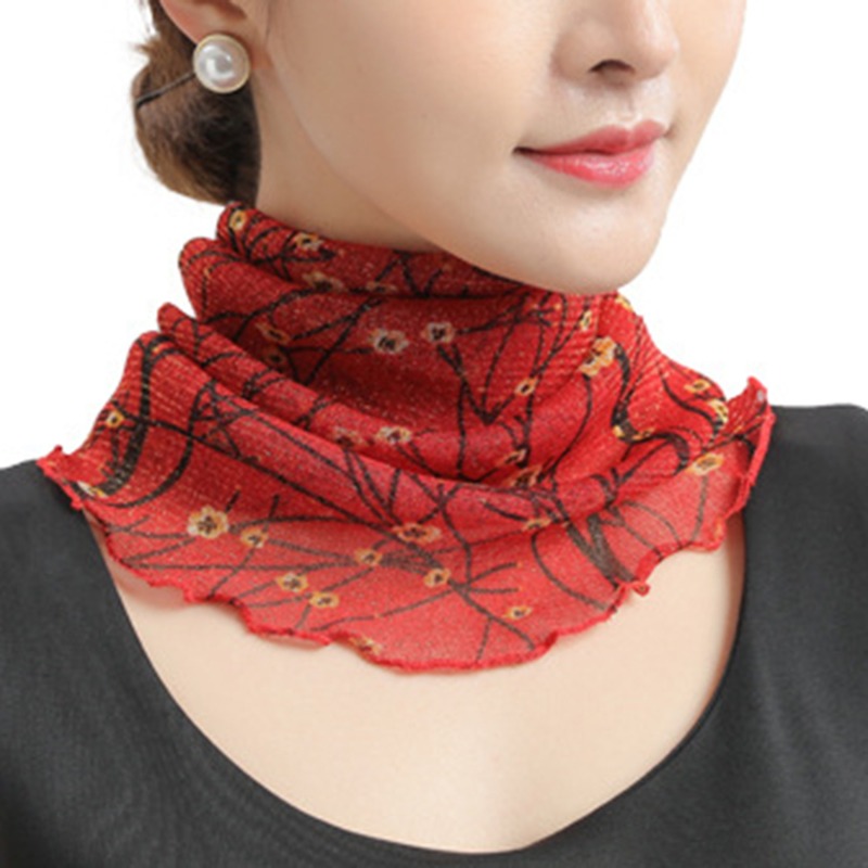 Spring Summer Chiffon Neck Collar Scarf Women Head Thin Sunscreen Variety Small Silk Anti-Uv Scarf Mask Multi-Function Scarf: Pink