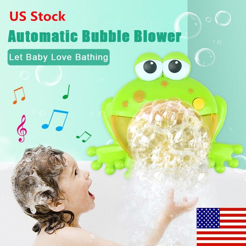 Børn baby fødselsdag boble maskine stor frø krabbe automatisk boble maker blæser musik bad brusebad legetøj til baby