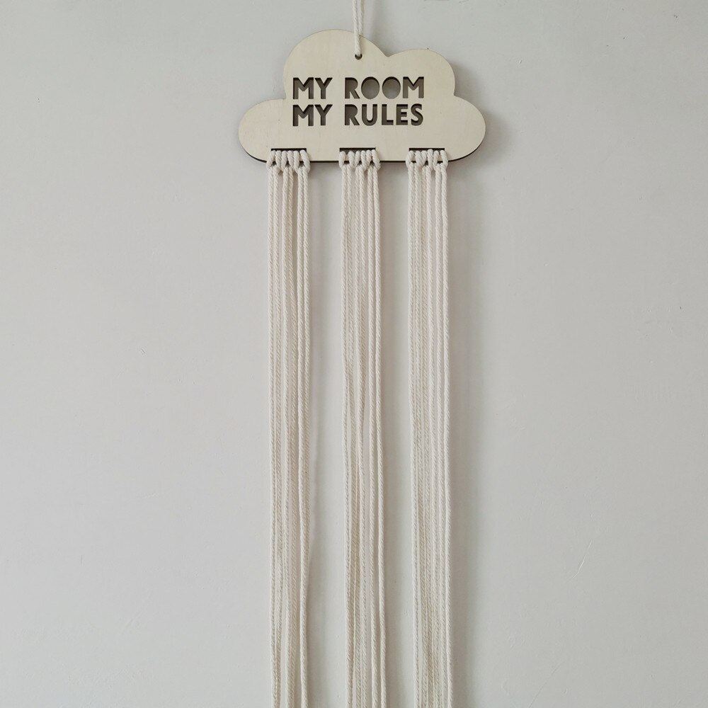 Organizador de horquillas de nube de madera para niña, soporte de pinzas para el pelo de bebé, almacenamiento de fotos de joyería, colgante para habitación de niños, adornos de pared