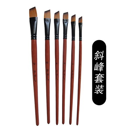 6 unids/set pincel acuarelas pinturas al óleo gancho plano/redondo/inclinado de nailon para el pelo Diy pluma de acuarela para artistas pintores principiantes: D