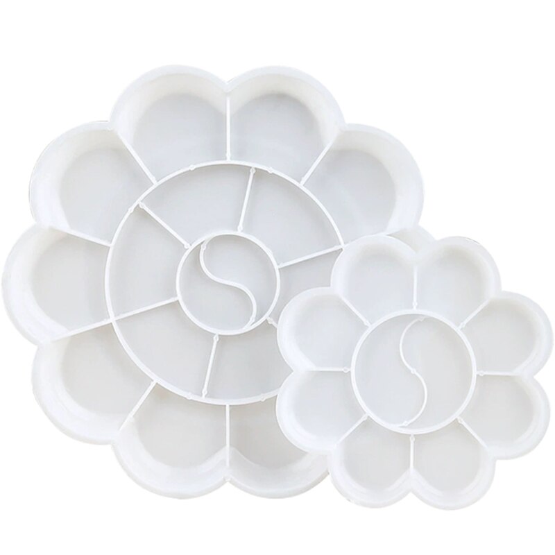 Paleta de plástico REDONDA/Ovalada para dibujo artístico, bandeja de colores para acuarela/Gouache/Herramienta de pintura china, paleta de pintura blanca,