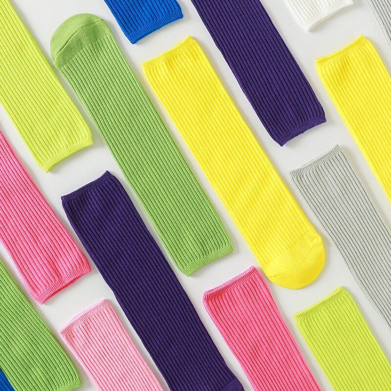 1 paar Eltern-Art Socken Für freundlicher Erwachsene Doppel Nadel Feste Farbe Socken Baby Hohe Socken Jungen Mädchen socken Frühling Herbst