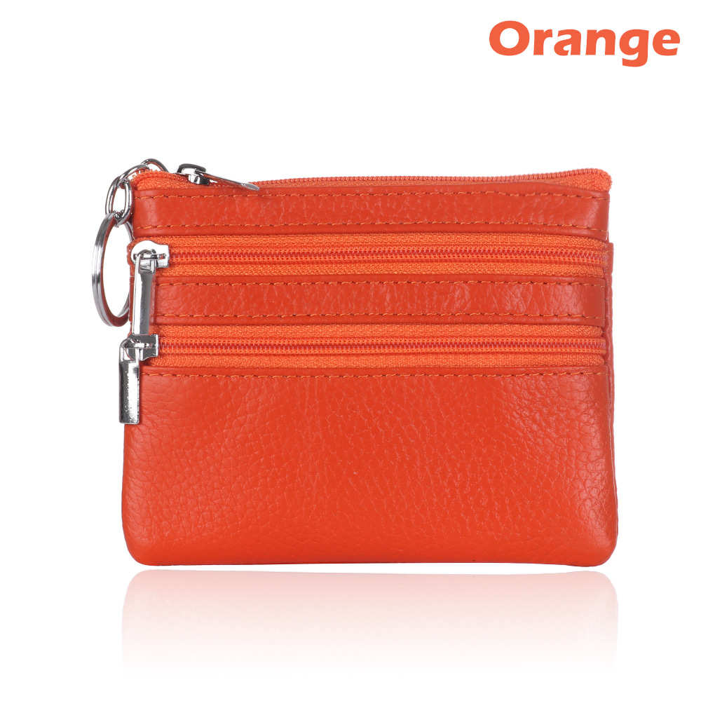 1Pcs Unisex PU Leder Kleine Geldbörse Neue Weiche Feste Kupplung Handtasche Bequem Platz Brieftasche Karte Schlüssel Ring beutel: Orange