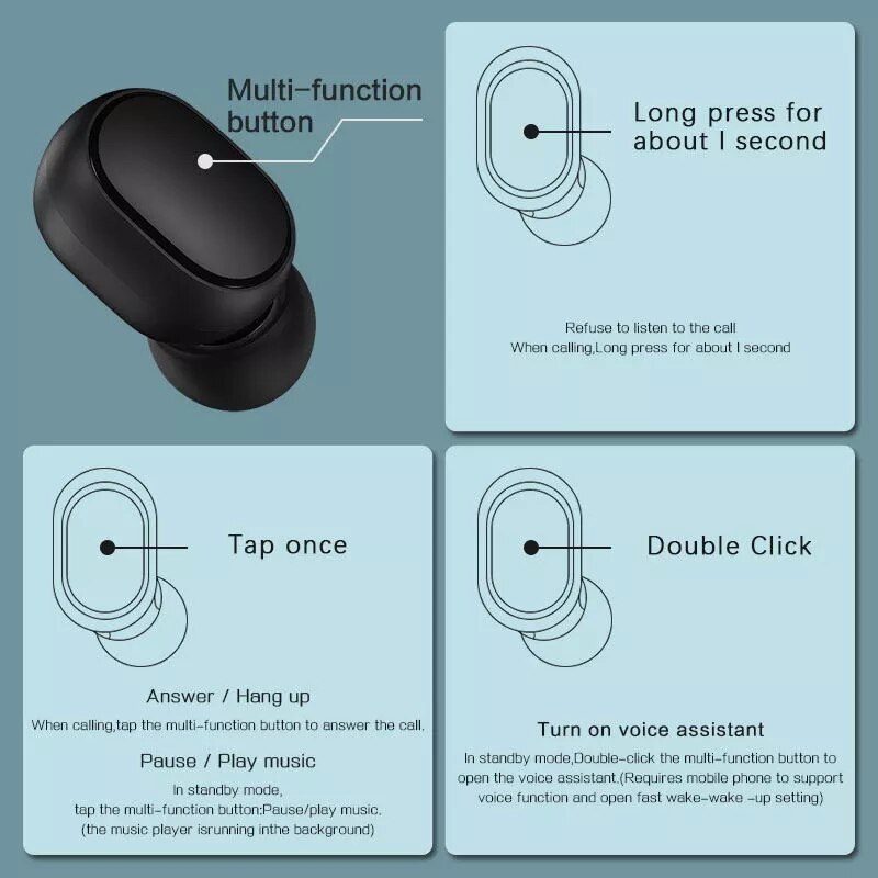 Xiaomi Redmi Airdots 2 Earphones Mi Original Xiaomi True Wireless Headphones Bluetooth Air Dots Headset TWS Earbuds Control