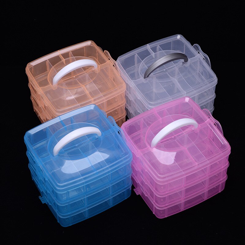 3 Layers 18 Compartments Plastic Embroidery Floss Storage Box Floss Bobbins Beads Storage Organizer DIY Cross Stitch Sewing Tool