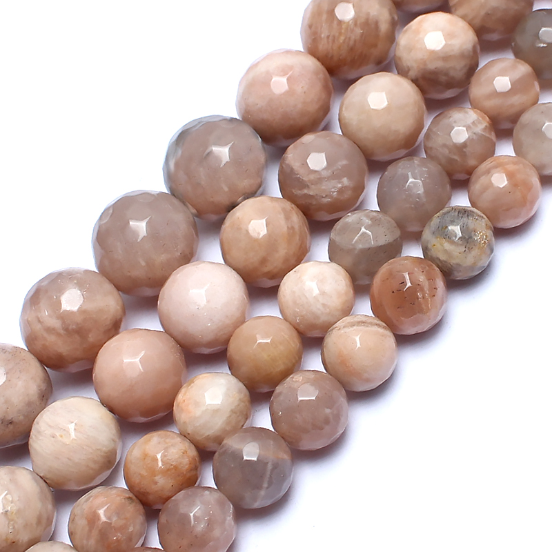 Natrual Stone Beads Faceted Sunstone Round Beads For Jewelry Making Bracelet Necklace 15inches 6/8/10/12mm Pick Size