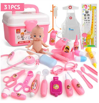 Per bambini medico giocattolo della casa del gioco medico set giocattolo ragazza medico della scatola strumento ragazzo infermiera bambino iniezione stetoscopio strumento di bambino regalo: Colore rosa