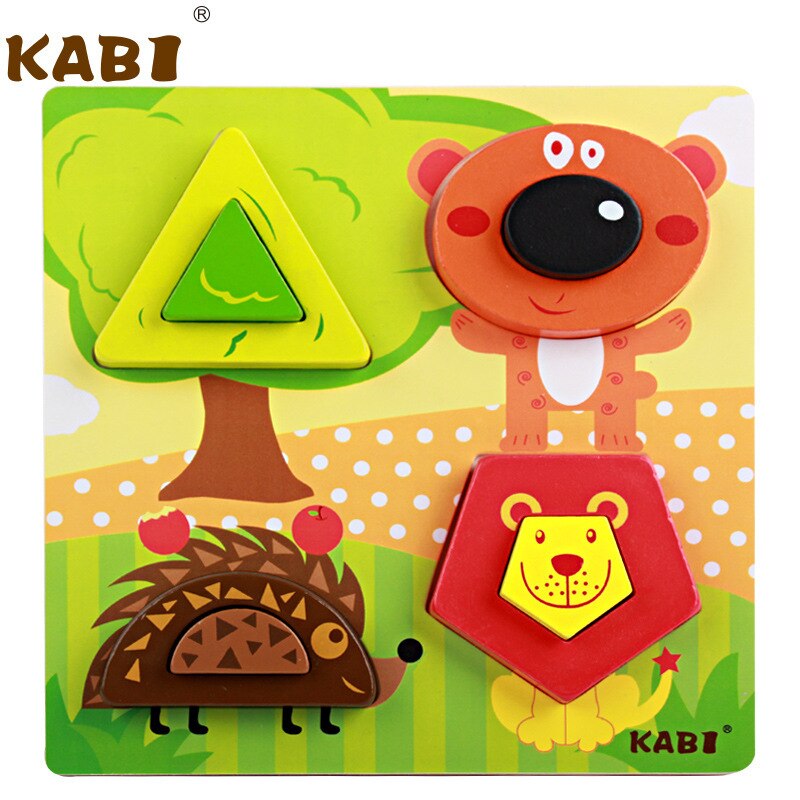 Dei bambini Del Fumetto di Tre-Dimensionale Scena puzzle Di Blocchi Di Costruzione di Legno Insetto Traffico Animali marino Scena Giocattoli Educativi: C