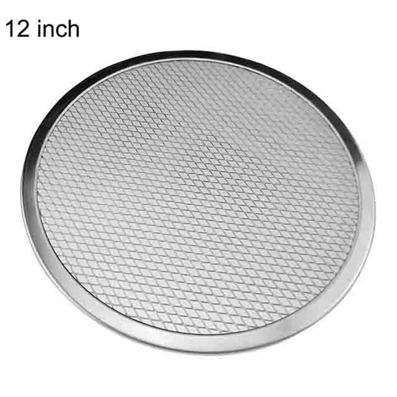 Pizzazeef pan bakplaat metalen net 6 inch -14 inch naadloos aluminium net bakgerei keukengereedschap pizza accessoires: 12 inch