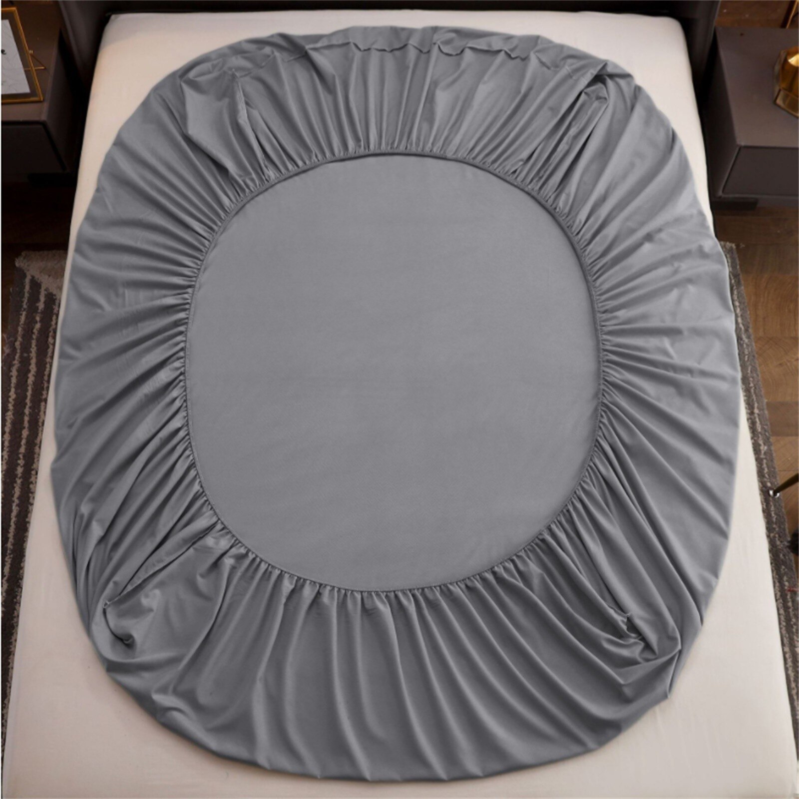 Zachte Polyester Hoeslaken Matrashoes Absorberende Sneldrogende Lakens Effen Kleur Bed Mat Grijpers Elastische Band Bed Cover: Gray / 120X200cm