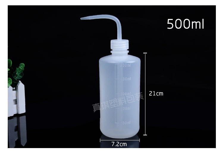 500ml kunststoff waschen flasche mit skala Gebogen mund flasche Chemische labor liefert 5 stücke