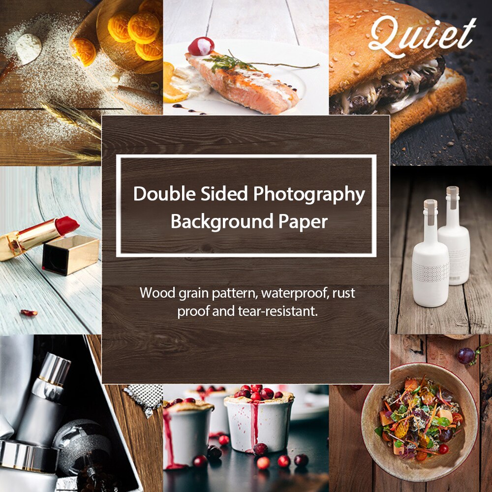 21 x 33 Inch/ 53cm x 83cm Double Sided Photography Background Paper Wood Grain Photography Background for Food Photography Photo