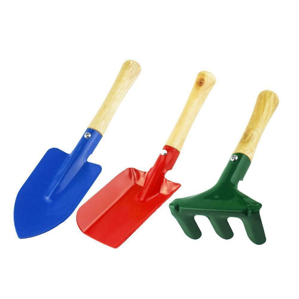 Pala de hierro de madera para niños, juguete de playa para jugar en la arena, para niños, 3 unids/lote