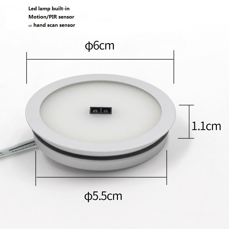 Motion Sensor Led Recessed Under Cabinet PIR LED Night Light Lamp For Wardrobe Cupboard Closet 3W 12V Mini Lamp
