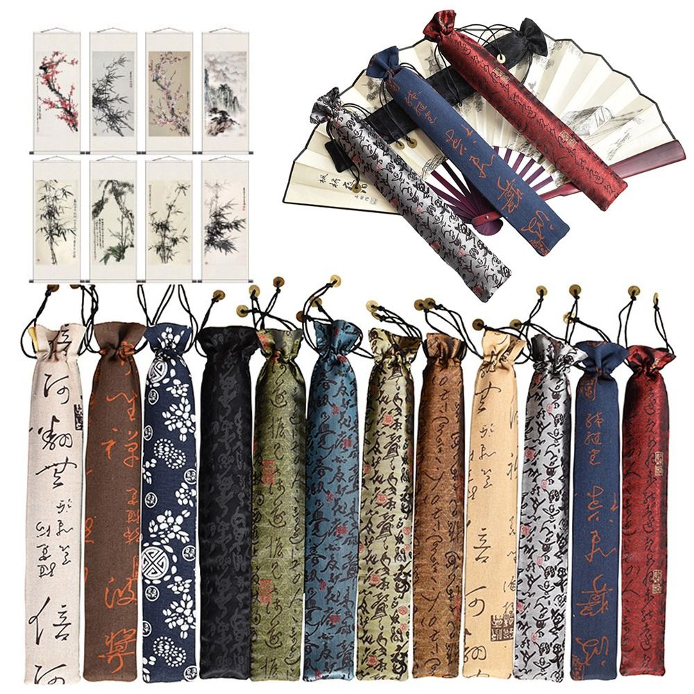 Retro Elegante Opvouwbare Handfantashouder Stofdichte Beschermhoes Hoes Bruiloftsfeest Festival Opvouwbare Ventilatortas