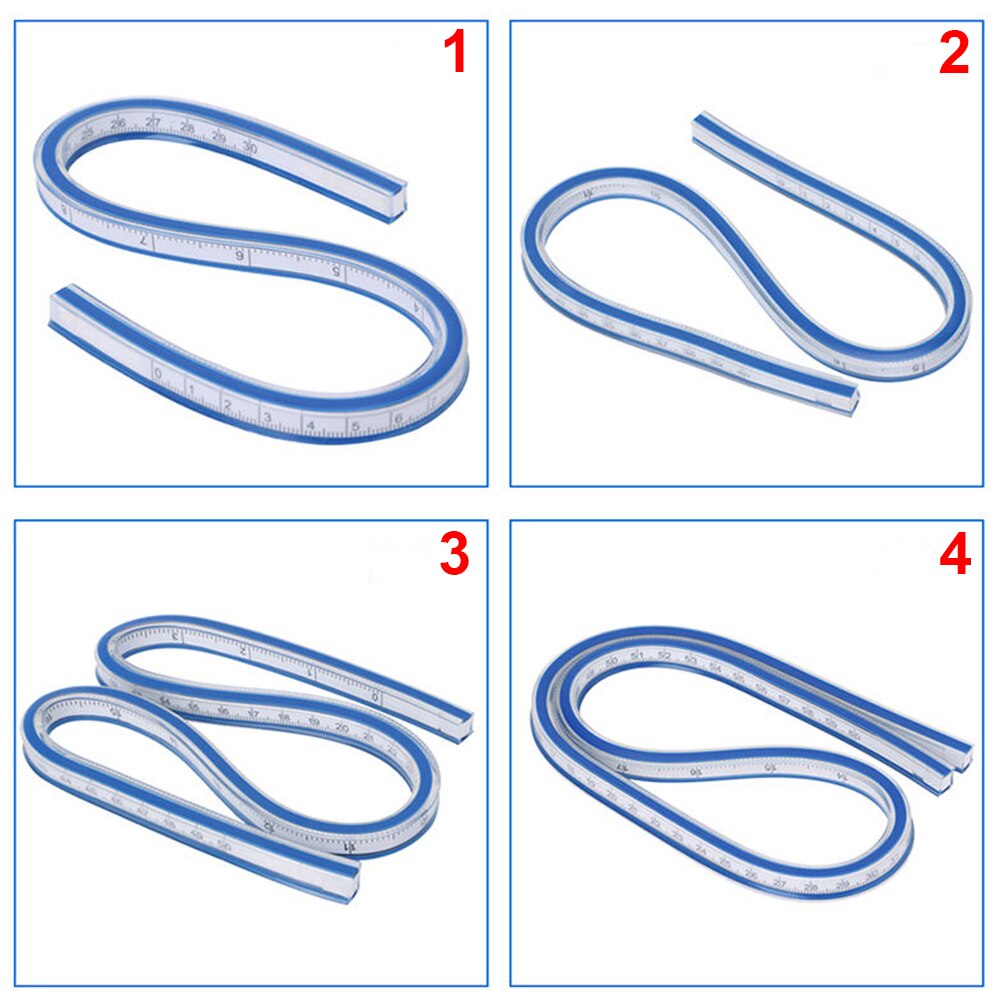 30CM 40CM 50CM 60CM Flexible Curve Ruler Drawing Paint Bendy Curve Measure Drafting