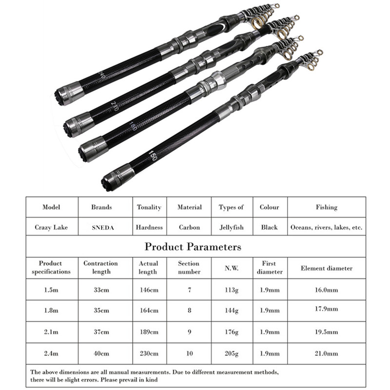 Telescopic Spinning Fishing Rod With Reel Carbon Metal Set Combo Kit