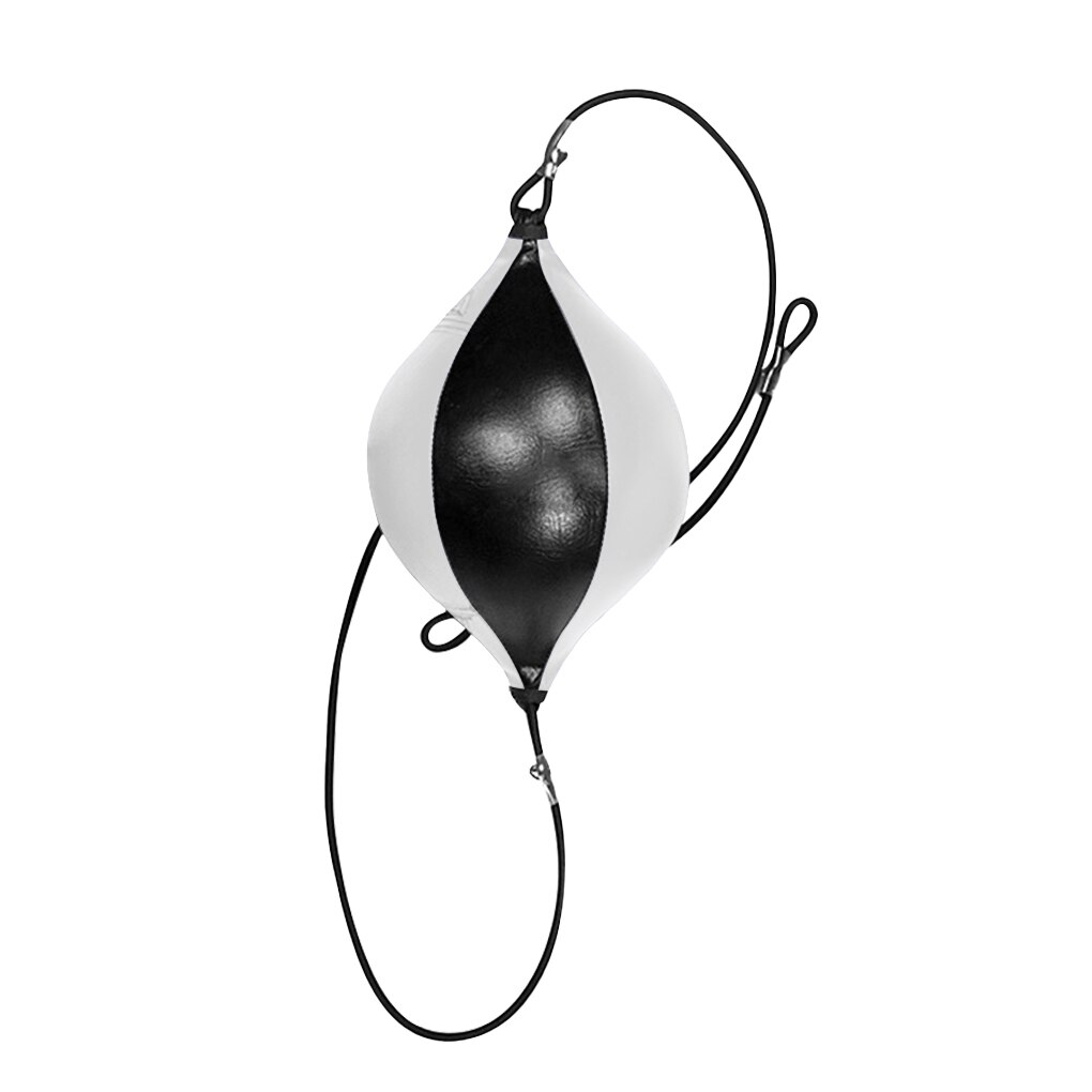 PU Leather Boxing Punching Bag Pear Boxing Bag Inflatable Boxing Speed Bag Double End Training Reflex Speed Balls: Black and White