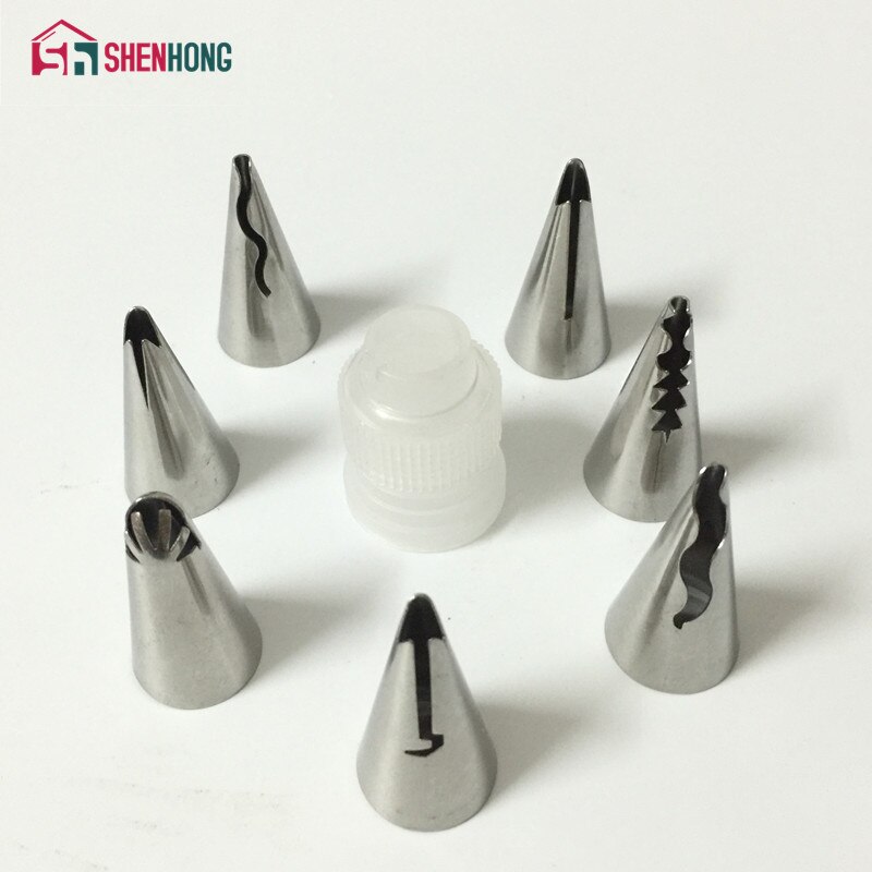 7 stk/set Koreaanse Puff Rok Tips + 1 Converter Vorm Bruiloft Nozzles Pastry Icing Piping Nozzles Pastry Decorating Cake Tools