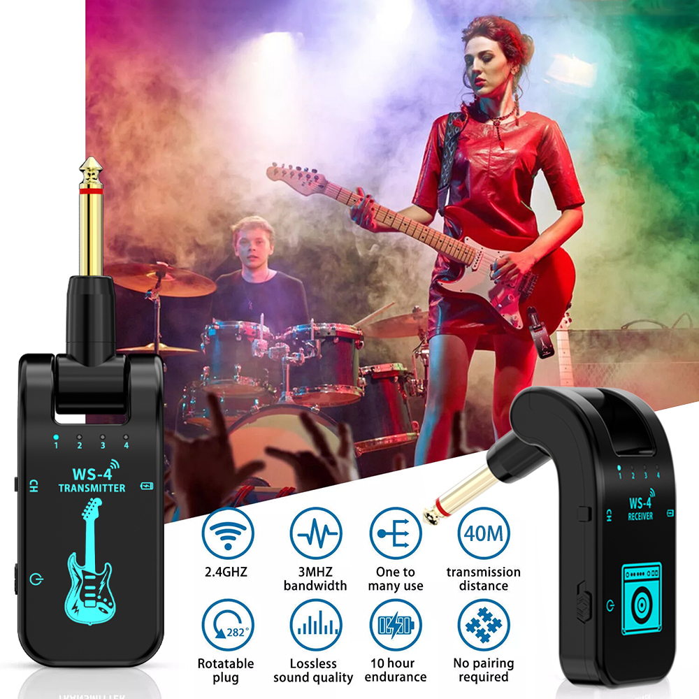 Gitaar Draadloos Systeem 2.4G Draadloos Gitaar Systeem Gitaar Zender Ontvanger Set Voor Elektrische Gitaar Bas 48 k/16bit Real-time