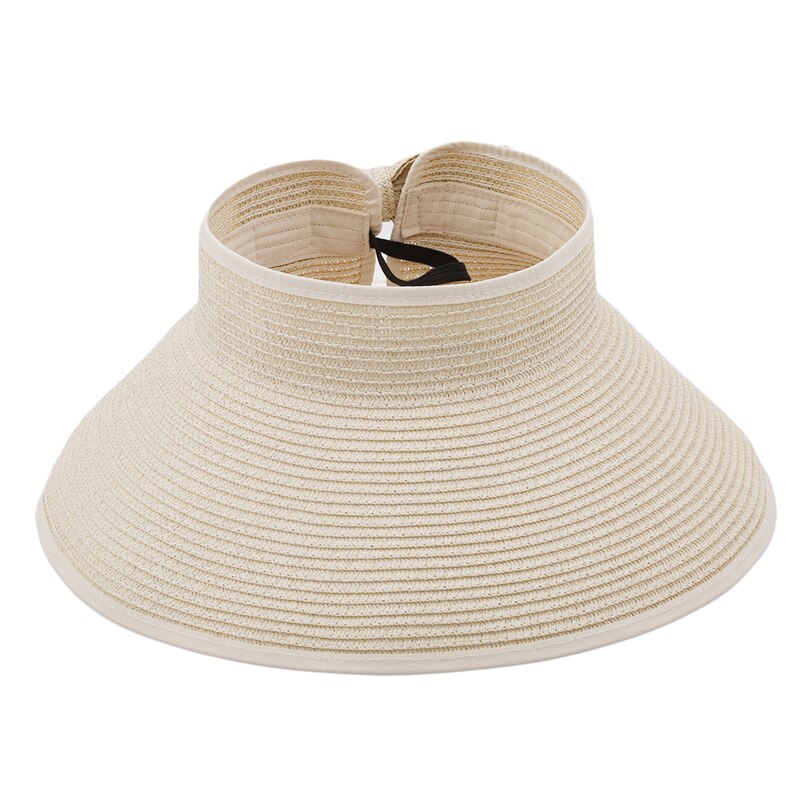 Strandpet zonnekap zonneklep strohoed dames zonnebrandcrème zomer opvouwbare grote zonnehoed voor dames hoed: Beige