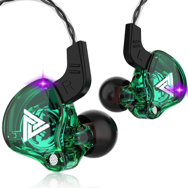 Qkz ak6 círculo dinâmico 108 db esportes fones de ouvido com microfone 20 20000 hz in-ear fone de ouvido com fio: Green
