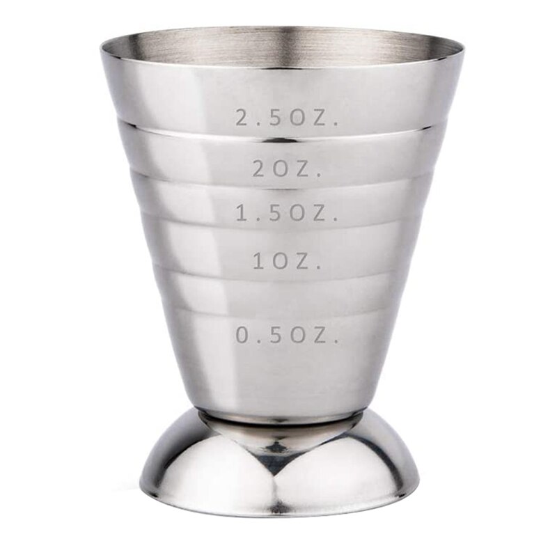 Målebeger, rustfritt stål målebeger 3 måleskalaer  (2.5 oz, 75 ml, 5 ss) metall målebeger til væske: misligholde tittel