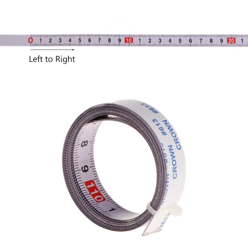 Miter Track Tape Measure Self Adhesive Metric Steel Ruler Miter Saw Scale For T-track Router Table Saw Band Track 1/2/3/5M: Left To Right / 2M