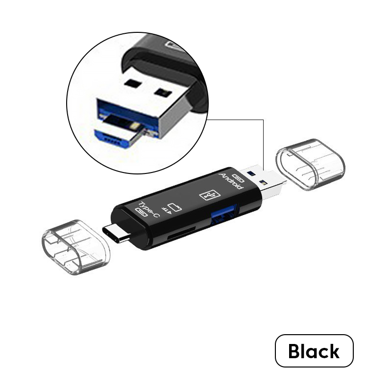 Czytnik kart 6 w 1 USB 3.0 typu C na SD Micro TF Adapter kart pamięci SD do laptopa Akcesoria OTG Flash Drive Smart Cardreader: Rose red