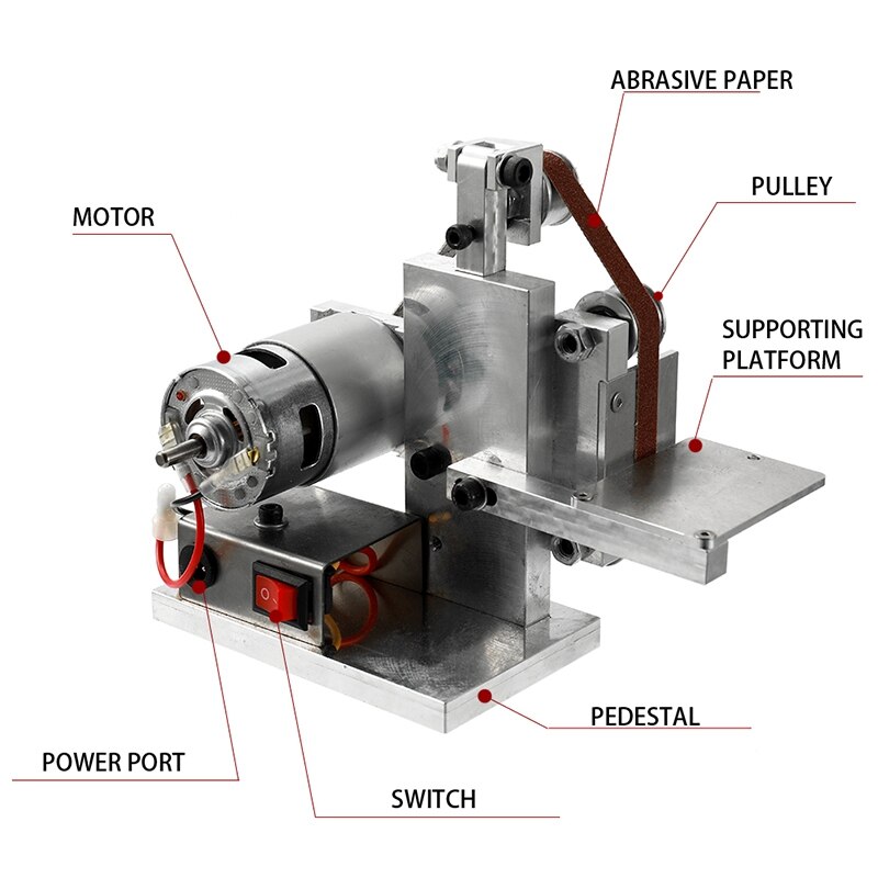 Multifunksjonell slipemaskin mini elektrisk beltemaskin diy polering slipemaskin kutter kanter sliper beltemaskin sliping