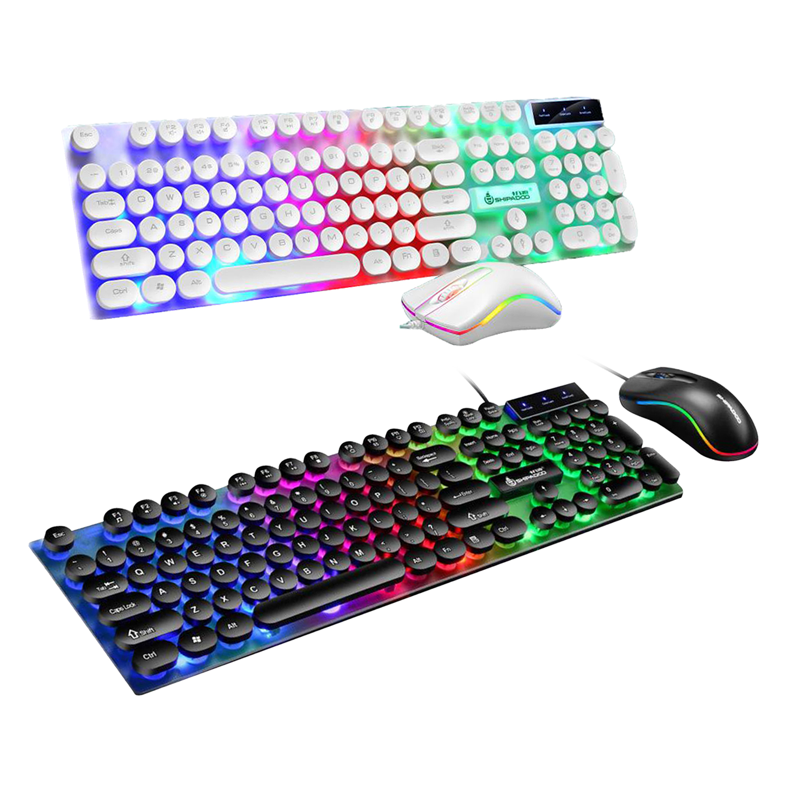 USB Wired RGB Rainbow LED Backlit Gamer Mouse And Keyboard Set
