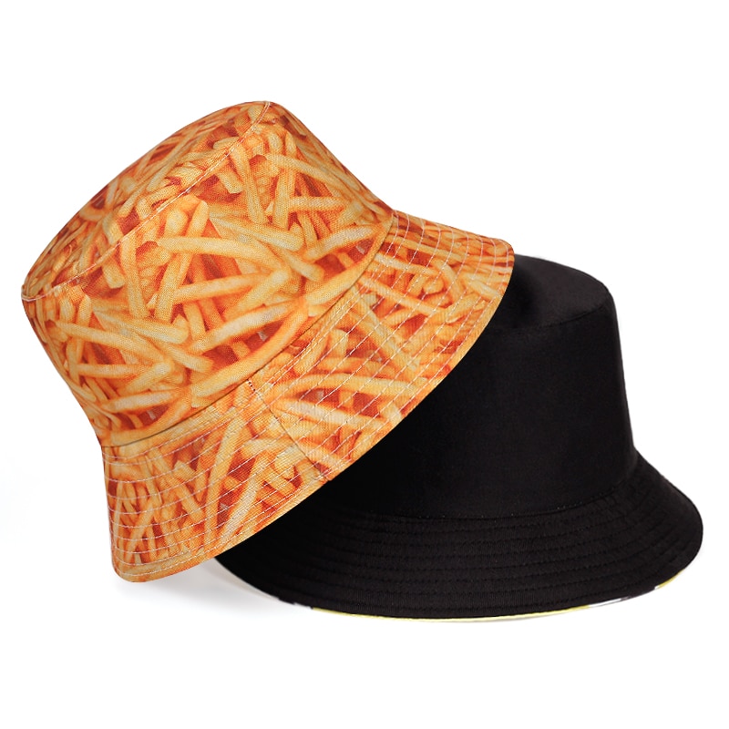 Neutrale fruit bedrukte vissershoed heren outdoor reis zonnehoeden dubbelzijdig draagbare zomerhoed panama emmerhoed
