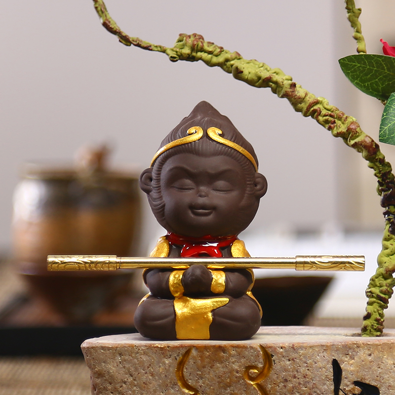 Monkey King Ceramic Decoration Home Decoration Tea Art Pet Statue Sculpture Home Decoration Monkey King Statue: NamasteA