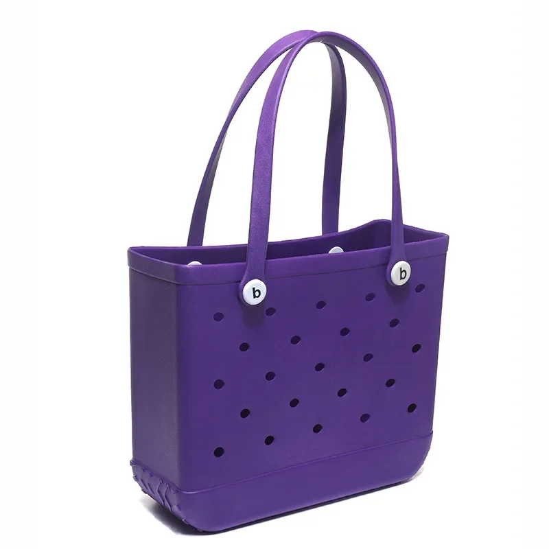 Bolsa de playa grande EVA, cesta de almacenamiento impermeable para piscina, de verano para mujer, bolso de hombro tipo shopper, bolso de playa de gelatina, bolso de mano Croc: Blanco