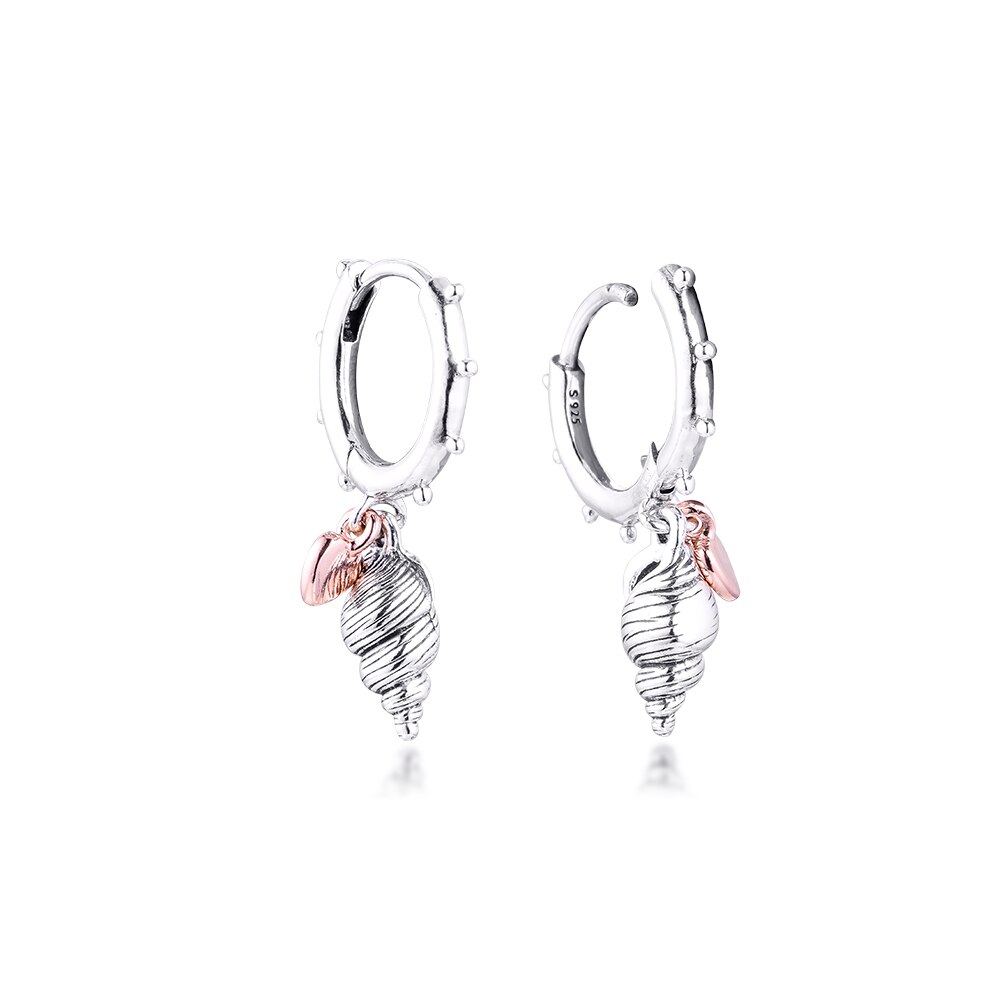 CKK 925 Sterling Silver Earring Heart & Conch Shell Hoop Earrings For Women Wedding Statement Jewelry pendientes bijoux femme