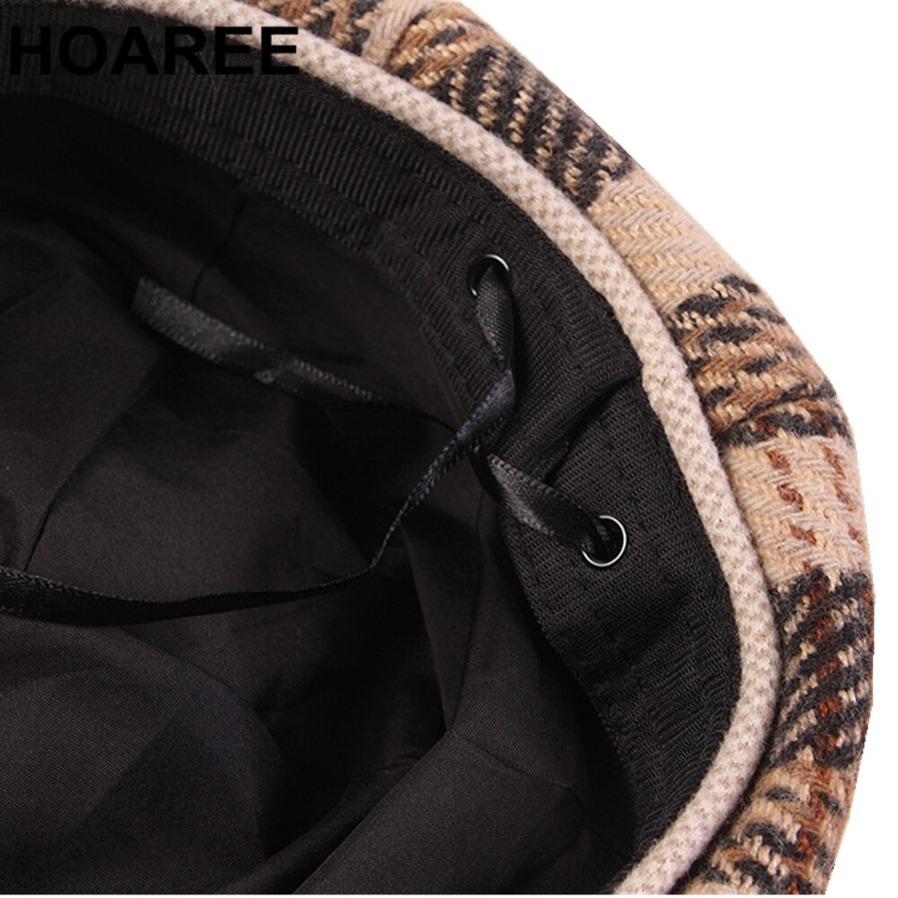 HOAREE, gorra para mujer, gorra de Tweed Gabby Baker Boy, gorra Vintage a cuadros, sombrero para mujer, beis, chicas, estilo británico, sombrero artístico, gorra plana de invierno
