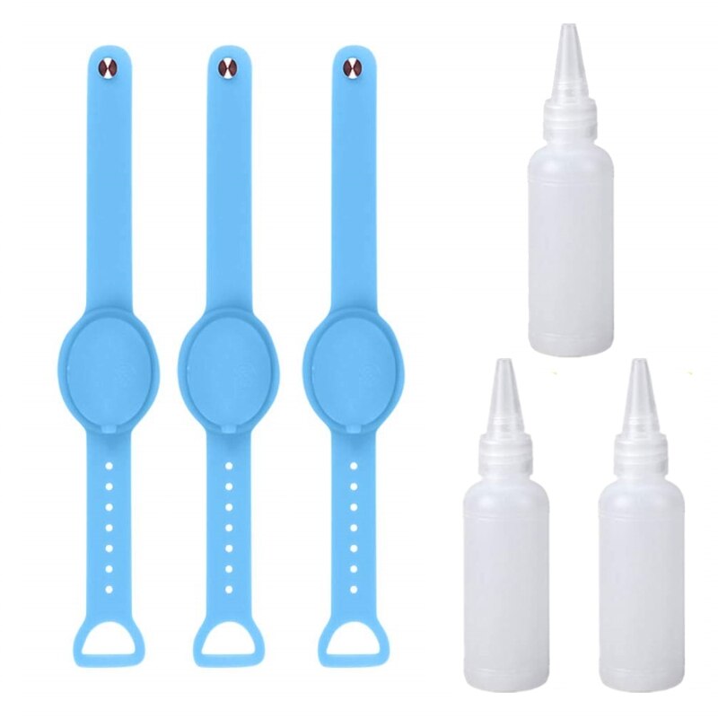 3Pcs Liquid Wristband Hand Dispenser Silicone Refillable Wristband for Adult Kid Wearable Dispenser Bracelet Bangles Kit: BL