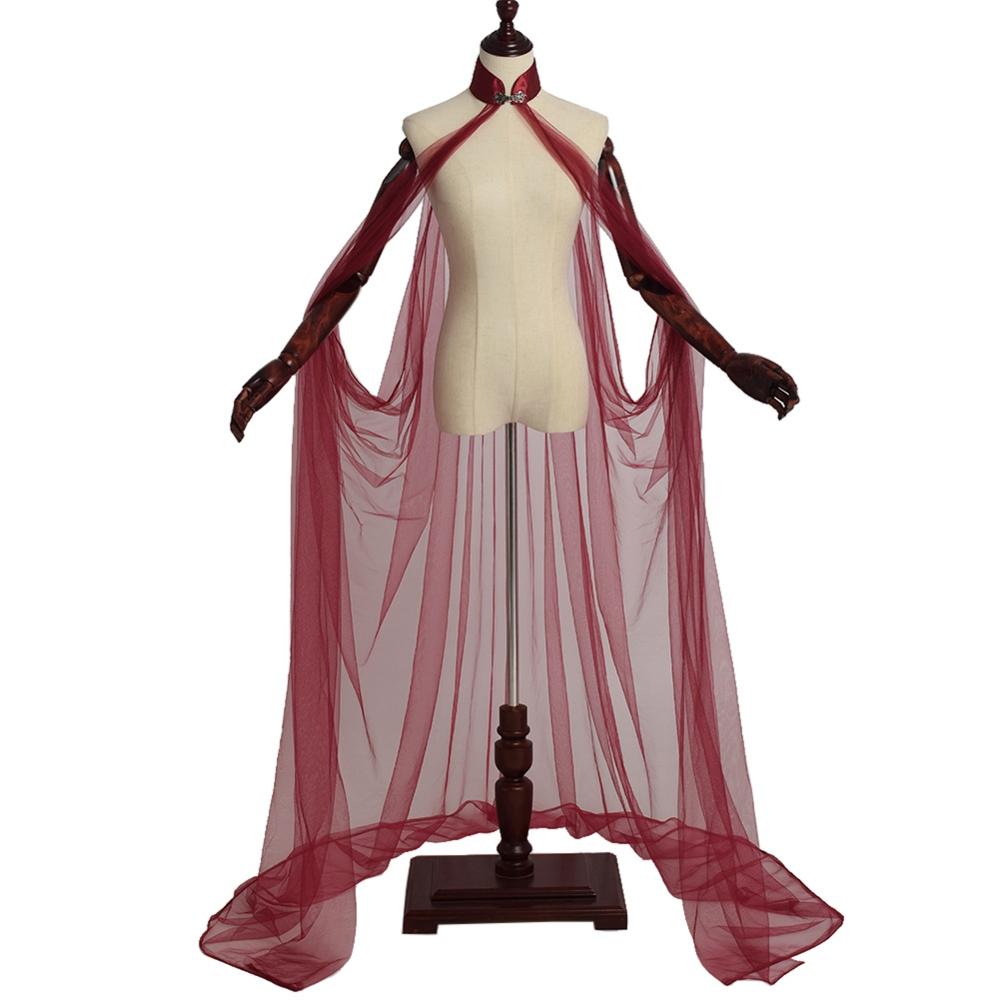 Fairy Elf Kostuum Lady's Mesh Cape Elven Koningin Prinses Turkse Wedding Mantel Middeleeuwse Kostuum: Rood / L