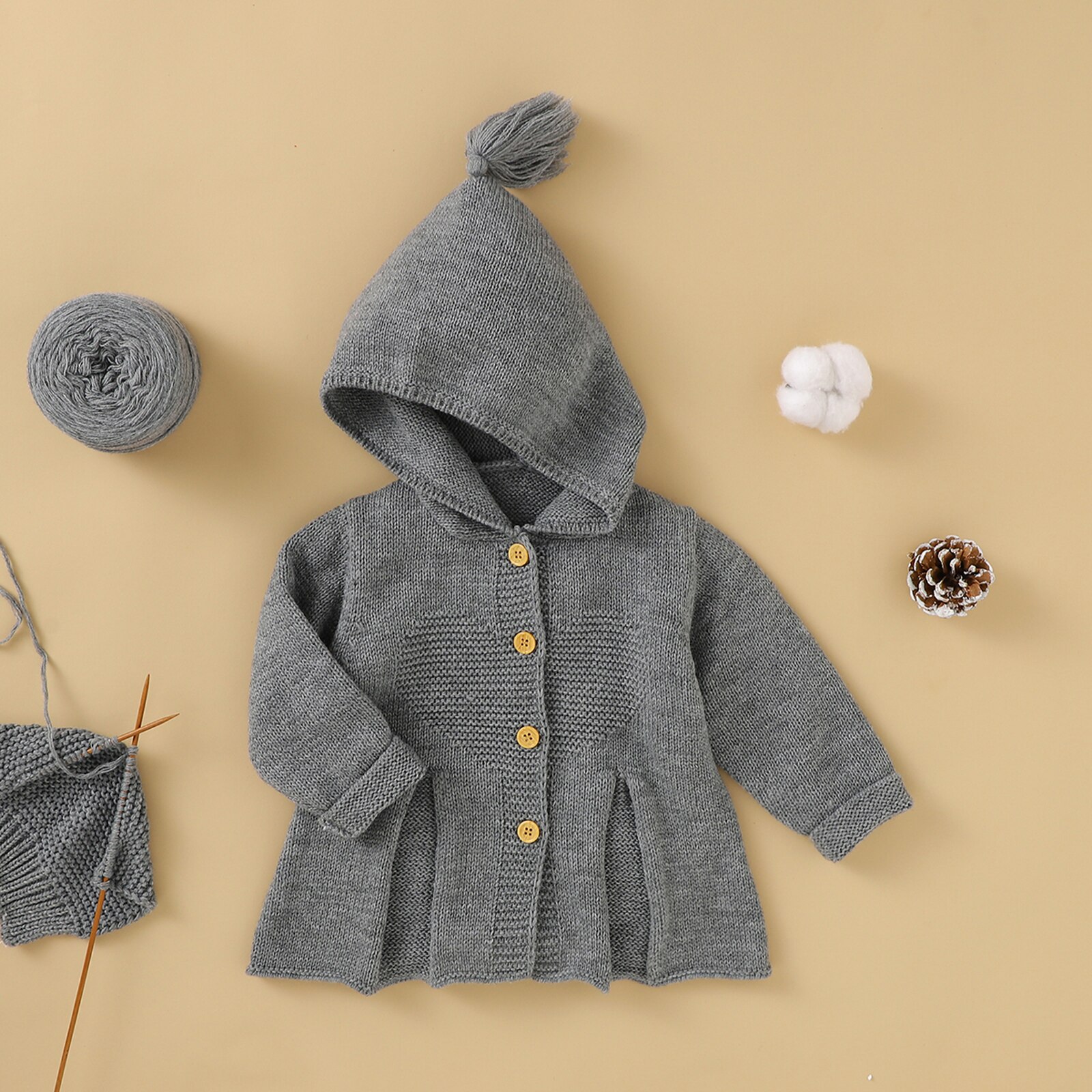 Ma &amp; Baby 3-24M Pasgeboren Baby Baby Meisje Jongen Gebreide Jassen Hooded Kwastje Truien Herfst Winter Warm kleding Bovenkleding Kostuums