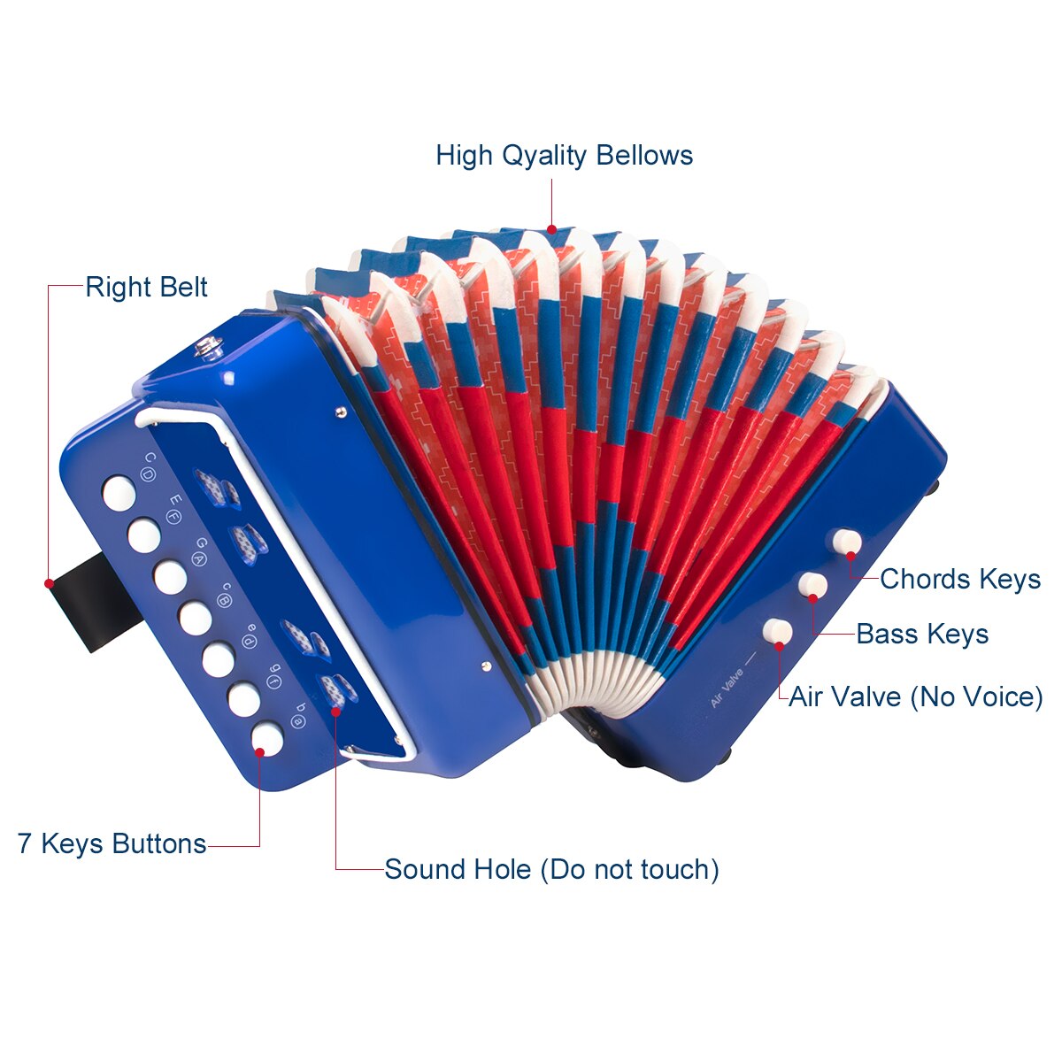 Kids Accordeon Mini Speelgoed Muziekinstrumenten 7 Toetsen Knop Roze Roos Rood Wit Voor Kind Kinderen Peuters Beginners