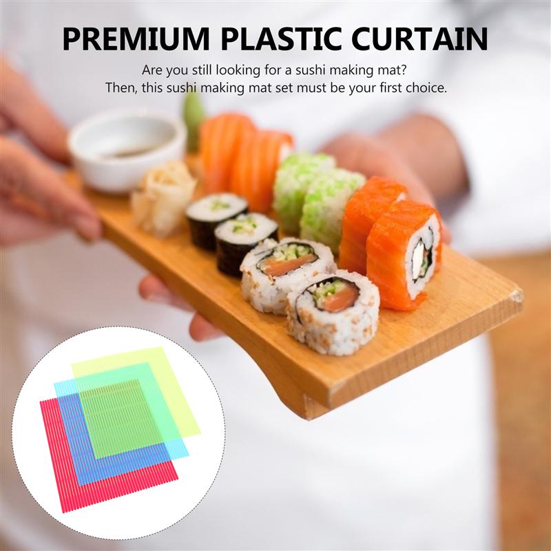 3Pcs Sushi Rolling Matten Sushi Maken Pads Plastic Gordijn Zelfgemaakte Sushi Gadgets Plastic Sushi Rolluik Sushi Gereedschap